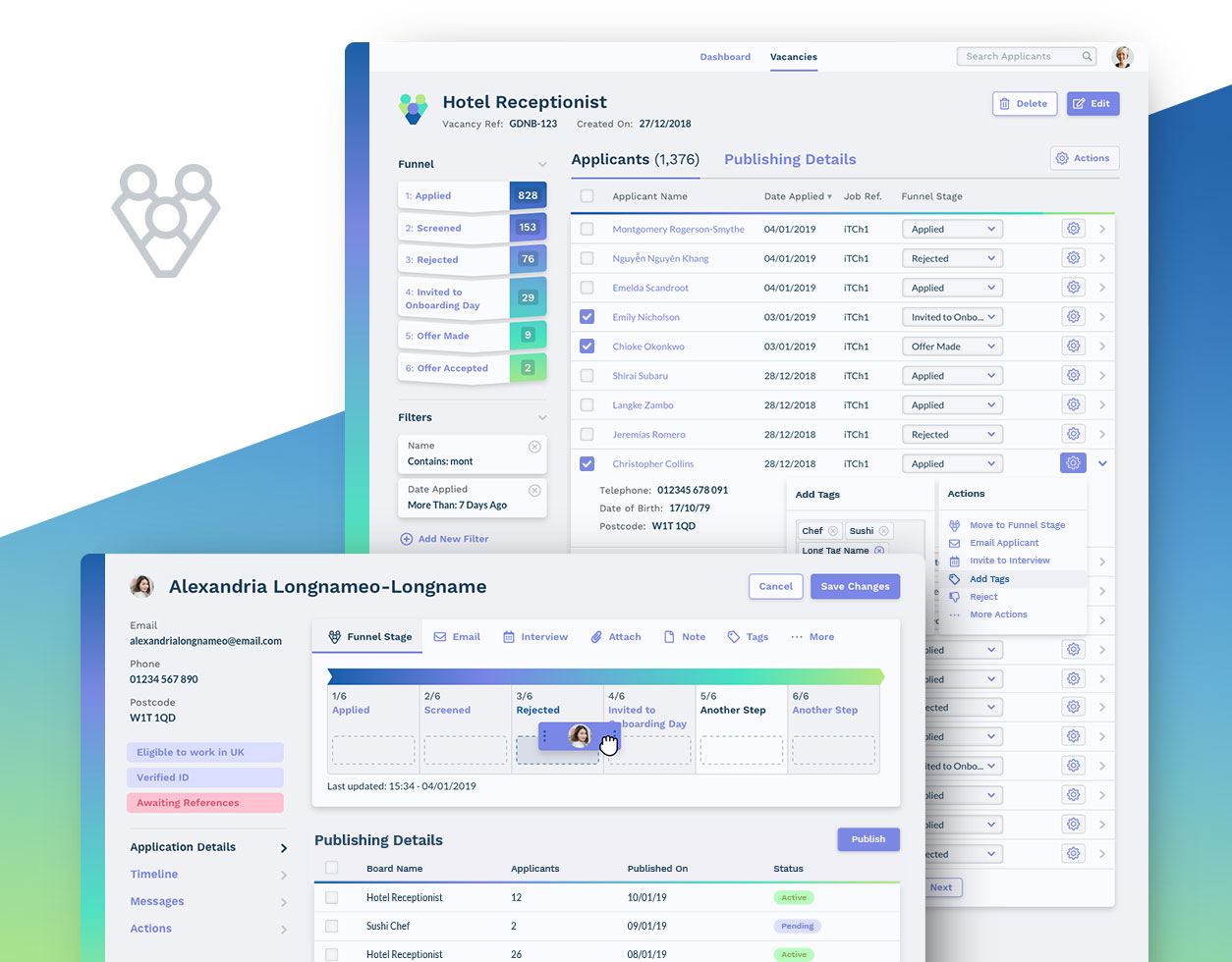 Talent Funnel product design screenshot